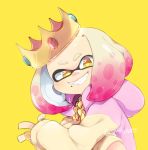  animal_humanoid beauty_mark cephalopod cephalopod_humanoid clothing crown female humanoid inkling marine marine_humanoid mollusk mollusk_humanoid nintendo pearl_(splatoon) pseudo_hair signature simple_background smaiart smile solo splatoon tentacle_hair tentacles video_games yellow_eyes 