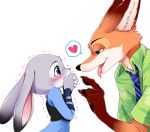  &lt;3 anthro black_nose blush bodily_fluids canid canine claws clothed clothing couple_(disambiguation) dipstick_ears disney dogear218 duo female fox fur green_eyes grey_body grey_fur head_tuft inner_ear_fluff invalid_tag judy_hopps lagomorph leporid looking_at_another male mammal multicolored_ears neck_tuft necktie nick_wilde orange_body orange_fur pawpads pink_nose police_uniform purple_eyes rabbit red_fox shaking shirt simple_background sweat sweatdrop tears tongue tongue_out topwear trembling tuft uniform white_background white_body white_fur zootopia 