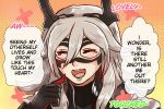  1girl closed_eyes domino_mask english_text fire_emblem fire_emblem_heroes grey_hair horns long_hair mask nyawn5 open_mouth solo tearing_up thrasir_(fire_emblem) upper_body 