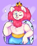  blep cape cartoon_network clothing crown felid hi_res king king_snugglemagne_xxv lion male mammal mao_mao:_heroes_of_pure_heart muscular muscular_male one_eye_closed pantherine royalty sparkles star-b0yyy tongue tongue_out wink 