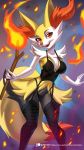  2019 4_fingers absurd_res alanscampos amber_eyes anthro braixen breasts canid clothed clothing digital_media_(artwork) dipstick_tail fangs female fingers fire hi_res holding_object inner_ear_fluff lingerie looking_at_viewer mammal multicolored_tail nintendo open_mouth open_smile patreon pok&eacute;mon pok&eacute;mon_(species) smile solo stick text tuft url video_games 