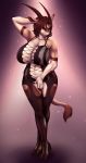  2019 ajna antelope anthro areola big_breasts bodysuit bovid breasts brown_hair clothed clothing covering covering_crotch eyelashes eyes_closed female fishnet gazelle hair hi_res hooves horn lingerie mammal nipples pinup pose skimpy skinsuit solo standing tail_tuft tight_clothing tuft wide_hips 