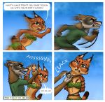  angry barefoot bound breasts canid chase clothing collar comic conditional_dnp delkon dialogues ear_piercing ear_ring felid feline green_eyes hi_res lynx mammal outside piercing rope running servius_(delkon) short_tail valeria_(delkon) 