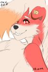  2018 anthro big_breasts breasts canid canine cev digital_media_(artwork) female fur hair hi_res lycanroc mammal midnight_lycanroc munne nintendo nude orange_hair pok&eacute;mon pok&eacute;mon_(species) red_body red_eyes sketch smile tan_body tan_fur team_skull video_games 