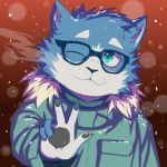  1:1 anthro clothed clothing digital_media_(artwork) domestic_cat eyewear felid feline felis glasses kemono looking_at_viewer mammal solo vitaly_(artist) 