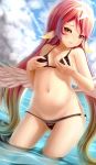  animal_ears bikini breast_grab dkoro jibril_(no_game_no_life) no_game_no_life swimsuits wet wings 