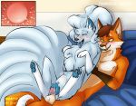  abdominal_bulge alolan_ninetales animal_genitalia animal_pussy anthro anthro_on_feral anthro_penetrating anthro_penetrating_feral balls bed bestiality black_nose blue_eyes blue_nose blush bodily_fluids brown_hair canid canine canine_pussy cattsun cum cum_in_pussy cum_inside duo female feral feral_penetrated furniture genital_fluids hair impregnation knot knotting male male/female mammal nintendo open_mouth ovum penetration pok&eacute;mon pok&eacute;mon_(species) pussy pussy_juice regional_variant sex sperm_cell tongue tongue_out vaginal vaginal_penetration video_games yellow_eyes 