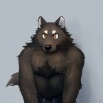  1:1 2019 amber_eyes anthro belly binten black_nose canid canine canis hi_res kabusechautumn male mammal moobs nipples simple_background slightly_chubby solo wolf 