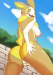  absurd_res anthro brown_body butt butt_heart dewlap_(anatomy) female green_eyes hi_res looking_at_viewer nintendo nipples nude pok&eacute;mon pok&eacute;mon_(species) pussy solo tongue tongue_out umisag85rabb99 video_games white_body yamper 