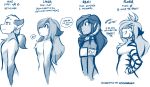  2019 absurd_res animal_humanoid anthro bracelet breasts canid canine casual_nudity chest_tuft clothed clothing comparison conditional_dnp dialogue dragon dragon_humanoid english_text eyes_closed featureless_breasts felid female flat_chested flora_(twokinds) fox fur grin group hair hands_on_hips hi_res horn humanoid humor jewelry keidran laugh laura_(twokinds) madam_reni_(twokinds) male mammal mike_(twokinds) model_sheet monochrome necklace nude pantherine ponytail pregnant simple_background sketch skimpy small_breasts smile striped_body striped_fur stripes text tiger tom_fischbach tuft twokinds unamused webcomic white_background 