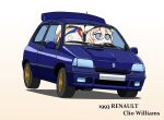  2girls beret blonde_hair blue_eyes car commandant_teste_(kantai_collection) commentary_request driving ground_vehicle hair_between_eyes hat highres kantai_collection long_hair mole mole_under_eye motor_vehicle multicolored_hair multiple_girls renault renault_clio richelieu_(kantai_collection) simple_background streaked_hair white_background white_headwear yakuto007 