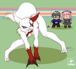  2008 anthro ass_up bent_over blood breasts butt chibi digitigrade eyewear female fur glasses goth grin hair lynxia male nintendo nosebleed pink_hair pok&#233;ball pok&#233;mon pok&#233;morph pokemon presenting rainbow red_eyes shocked stunned taunt taunting video_games white_fur young zangoose 