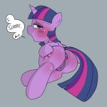  1:1 absurd_res anus baigak blush butt dialogue english_text equid female feral friendship_is_magic half-closed_eyes hi_res horn looking_at_viewer looking_back mammal my_little_pony narrowed_eyes pussy simple_background solo talking_to_viewer text twilight_sparkle_(mlp) unicorn 