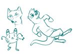  2019 ambiguous_gender anthro barefoot bottomwear canid canine clothed clothing disney ear_markings facial_markings fuel_(artist) green_and_white head_markings head_tuft jack_savage lagomorph leporid lutrine mammal markings monochrome musical_note mustelid neck_tuft nick_wilde oliver_(fuel) pants rabbit shirt simple_background sketch_page solo topwear tuft waddling_head white_background zootopia 
