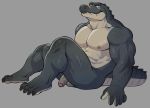  absurd_res adios alligator alligatorid anthro balls biceps crocodile crocodilian crocodylid hi_res humanoid_penis male muscular muscular_male nipples nude pecs penis reptile scalie simple_background solo vein 