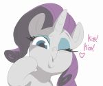  baigak english_text equid eyeshadow female friendship_is_magic horn looking_at_viewer makeup mammal my_little_pony one_eye_closed rarity_(mlp) simple_background solo text unicorn wink 