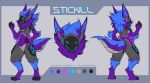  2019 4_toes 5_fingers anthro blue_hair digital_media_(artwork) fingers fur hair male model_sheet neotheta purple_body purple_fur solo standing toes 