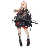  1girl ahoge ankle_boots assault_rifle asymmetrical_legwear bangs black_gloves blonde_hair blue_eyes boots choker clothes_writing coat cross-laced_footwear drum_magazine full_body girls_frontline gloves gun h&amp;k_mg36 hair_ornament hair_over_one_eye heckler_&amp;_koch holding holding_gun holding_weapon kneehighs lace-up_boots long_hair mg36_(girls_frontline) mole mole_under_eye multicolored multicolored_clothes nunuan o-ring off_shoulder official_art parted_lips partly_fingerless_gloves rifle sidelocks single_kneehigh single_sock snap-fit_buckle socks solo standing thigh_strap transparent_background weapon zipper 