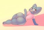  anormaluser big_butt bottomless butt cartoon_network clothed clothing domestic_cat felid feline felis female looking_at_viewer mammal mature_female nicole_watterson simple_background the_amazing_world_of_gumball 