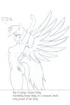  2019 anthro anthrofied breasts cutie_mark english_text equid equine eyelashes feathered_wings feathers female flame-lonewolf friendship_is_magic hi_res mammal my_little_pony nipples pterippus rainbow_dash_(mlp) side_view solo text wings 