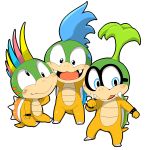  2015 doneru group iggy_koopa koopa koopaling larry_koopa lemmy_koopa male male/male mario_bros nintendo scalie simple_background smile video_games white_background 