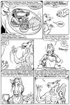  2019 anthro beverage black_and_white clothed clothing comic dragon english_text equid equine food gustav_(here_there_be_dragons) hair here_there_be_dragons horn horse karno mammal monochrome open_mouth speech_bubble teeth text tongue tongue_out wings zashy 