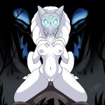  2019 amhidden breasts cowgirl_position digital_media_(artwork) duo female female_on_top glowing glowing_eyes hair humanoid humor kindred_(lol) lamb_(lol) league_of_legends male male/female mask nipples nude on_top penetration riot_games sex vaginal vaginal_penetration video_games white_body white_hair white_skin 