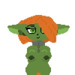  alpha_channel breasts chain chain_leash collar digital_media_(artwork) female goblin green_body green_eyes green_skin humanoid leash looking_at_viewer not_furry nude pixel_(artwork) pubes smile solo trilpin 