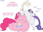  anthro big_breasts big_butt bodily_fluids breasts butt equid female friendship_is_magic habbodude horn huge_breasts huge_butt hyper hyper_breasts lactating mammal mr.pink my_little_pony overweight pinkie_pie_(mlp) rarity_(mlp) unicorn 