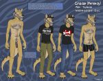  2019 age_difference body_hair clothing dasyuromorph eunuch foxmusk fur grandfather grey_hair hair hairy humanoid_penis kennedy male mammal marsupial mature_male model_sheet old older_male penis solo thylacine underwear 