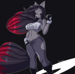  2019 absurd_res amhidden anthro big_breasts boots bottomwear breasts camel_toe canid canine canis cigarette clothed clothing digital_media_(artwork) female footwear fur gloves grey_body grey_fur hair handwear hi_res invalid_tag looking_at_viewer mammal pants pussy reveal shirt simple_background smoking solo topwear wolf 
