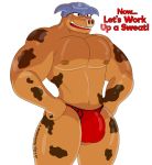  2019 alpha_channel anthro armor bovid bovine briefs bulge clothing digital_media_(artwork) english_text headgear helmet male mammal muscular muscular_male notkastar open_mouth pecs red_briefs_j_(character) shining signature simple_background smile solo text transparent_background underwear video_games wario_world 