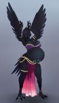  absurd_res anklet anthro armband avian belly belly_dancer big_belly bird black_body black_eyes black_feathers bracelet breasts claws clothing corvid corvus_(genus) crow feathers female hi_res idlehq jewelry pregnant ring scales solo translucent translucent_clothing winged_arms wings 