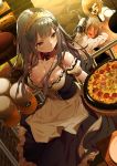 3girls :d @_@ ^_^ ^o^ absurdres alcohol bangs bare_shoulders beer beer_mug blush bow bowtie breasts bsue cleavage closed_eyes destroyer_(girls_frontline) diagonal_bangs dress drooling drunk eyebrows_visible_through_hair eyepatch food girls_frontline gloves grey_hair hair_between_eyes hair_ornament highres hk416_(girls_frontline) m16a1_(girls_frontline) maid_headdress multiple_girls necktie open_mouth pizza sitting smile twintails yellow_eyes 