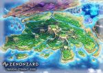  castle city company_name copyright_name fantasy forest from_above highres nature no_humans official_art plateau river scenery shiki_makoto water watermark zenonzard 