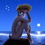  2019 anthro anthrofied breasts brown_hair butt detailed_background disney feet female fur hair haplorhine hi_res humanoid_feet humanoid_hands looking_at_viewer makini mammal mandrill monkey multicolored_body multicolored_fur narrowed_eyes nude old_world_monkey outside primate quarko-muon side_boob side_view sitting slim small_breasts smile solo the_lion_guard the_lion_king 