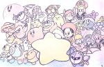  adeleine bandana_waddle_dee chilly_(kirby) chuchu_(kirby) coo_(kirby) dark_meta_knight daroach flamberge_(kirby) flying francisca_(kirby) gooey hat highres kine_(kirby) king_dedede kirby kirby:_star_allies kirby_(series) magolor marx mask meta_knight nago_(kirby) pitch_(kirby) plugg_(kirby) poppy_bros_jr qbby ribbon_(kirby) rick_(kirby) smile susie_(kirby) taranza traditional_media user_wadu3873 void_termina waddle_doo warp_star watercolor_(medium) zan_partizanne 