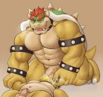  2019 4_fingers absurd_res adios anthro anthro_on_anthro balls big_dom_small_sub big_muscles bodily_fluids bowser bracelet brown_background claws collar cum cum_in_mouth cum_inside domination drooling duo erection fellatio fingers genital_fluids hi_res humanoid_penis jewelry koopa male male/male mario_bros musclegut muscular muscular_male navel nintendo nipples nude oral penile penis saliva scalie sex simple_background size_difference spiked_bracelet spiked_collar spikes vein veiny_penis video_games 