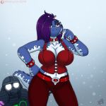  2018 anthro avian beak big_breasts bird blue_yoshi breasts clothed clothing digital_media_(artwork) drxii female frosti_loxxxe huge_breasts mario_bros mutagen mutation nintendo non-mammal_breasts pacifica penguin reptile scalie transformation video_games yoshi 