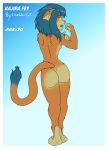  anthro butt cheddarcat digital_media_(artwork) felid feline female flexing lion looking_back mammal pantherine rajira_fey(cheddarcat) rear_view simple_background solo 