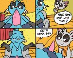  2019 5:4 anthro balls blush comic dewott digital_media_(artwork) duo erection fur male male/male mammal minccino mustelid nintendo nude penis pok&eacute;mon pok&eacute;mon_(species) pokefound rodent video_games 