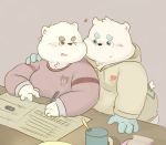  &lt;3 2019 anthro blush clothing duo fur hoodie humanoid_hands male mammal overweight overweight_male topwear ursid white_body white_fur 熊团沫沫 