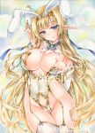  absurdres at_classics blonde_hair blue_eyes breasts bunnysuit elf highres huge_breasts long_hair original pointy_ears thick_thighs thighhighs thighs 
