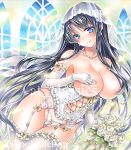  absurdres at_classics black_hair blue_eyes breasts bridal_lingerie elbow_gloves gloves highres huge_breasts long_hair original thick_thighs thighhighs thighs topless 