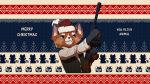  16:9 ailurid blonde_hair blue_eyes christmas clothing feretta feretta_(character) fur gun hair hat headgear headwear holidays mammal orange_body orange_fur pattern ranged_weapon red_panda santa_hat submachine_gun tan_body tan_fur thompson_gun topwear vest vix_(feretta) weapon white_body white_fur 