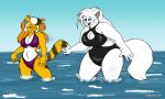  beach bikini cjshadorunner clothing domestic_cat duo felid feline felis mammal pantherine sea seaside swimwear tiger water 