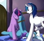  absurd_res bdsm bed bondage bound equid erection fellatio female feral friendship_is_magic furniture gag gagged graboiidz group hair hi_res horn intersex male mammal multicolored_hair my_little_pony on_bed oral penetration penile penis ring_gag sex shining_armor_(mlp) trixie_(mlp) twilight_sparkle_(mlp) two_tone_hair unicorn 