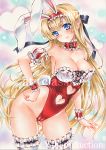  absurdres at_classics blonde_hair blue_eyes breasts bunnysuit highres huge_breasts leotard long_hair original thick_thighs thighhighs thighs very_long_hair 