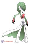  2019 absurd_res ambiguous_gender clothed clothing enderblazeart featureless_crotch female gallade gardevoir green_hair hair hair_over_eye hi_res highlights_(coloring) humanoid hybrid looking_at_viewer mammal multicolored_hair nintendo not_furry one_eye_obstructed pok&eacute;mon pok&eacute;mon_(species) red_eyes simple_background soft_shading solo standing teal_highlights twitch.tv two_tone_hair video_games watermark 