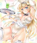  absurdres at_classics blonde_hair blue_eyes breasts bunnysuit covered_nipples highres huge_breasts leotard long_hair original thick_thighs thighhighs thighs very_long_hair 